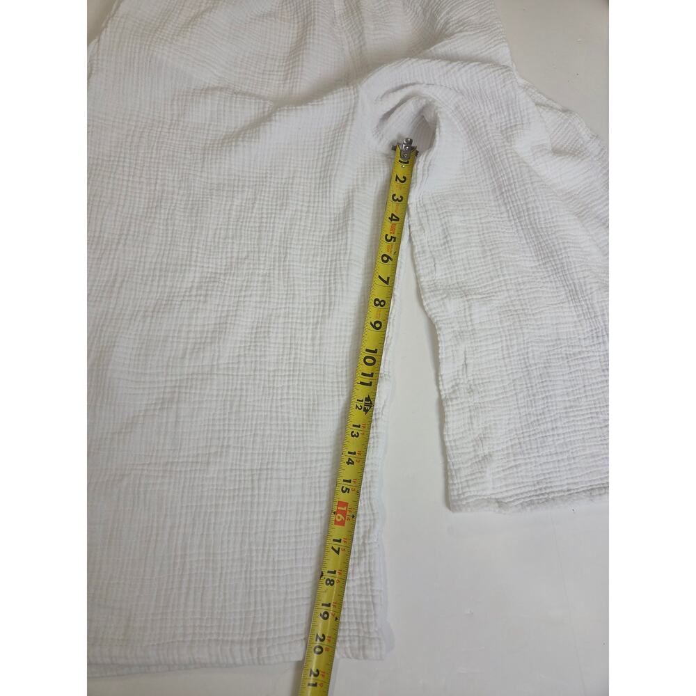Aerie Cotton Gauzy Cotton White Cropped Pants Swim Cover Large Wide Leg - Picture 6 of 6